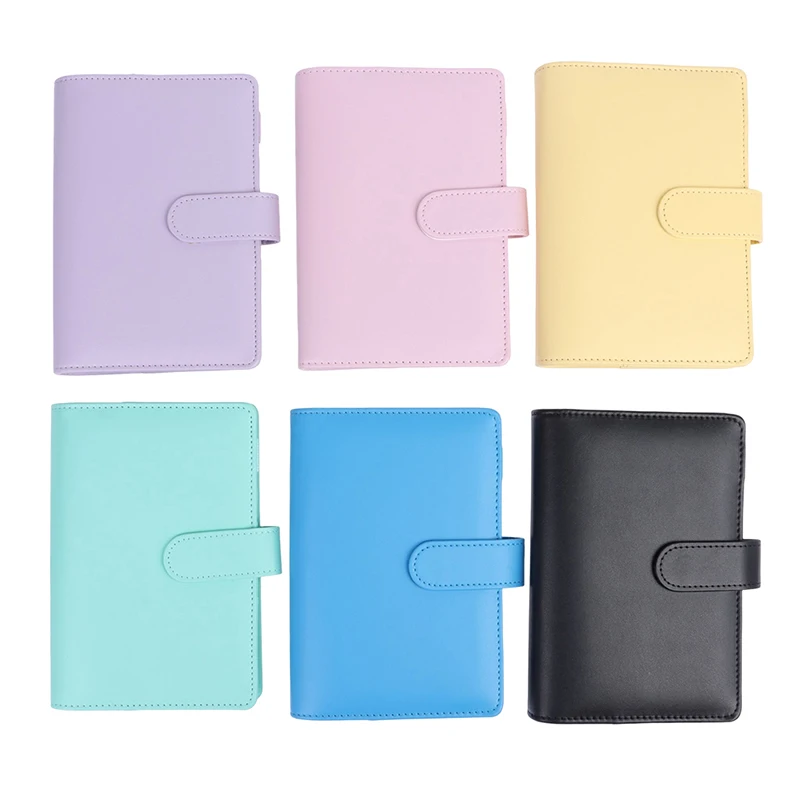 PU Leather Orçamento Binder Notebook, Caixa Envelopes System Set, bolsos, dinheiro Orçamento Saving Bill Organizer, Macaroon, A6