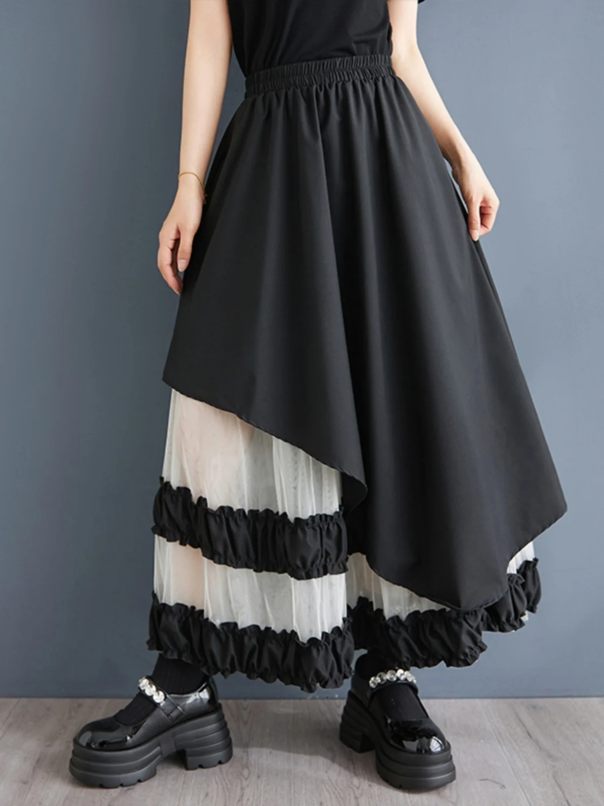 Faionable Color Blo Me Gonna longuette a trapezio Vita alta Design dimagrante Taglie forti Abbigliamento da donna Casual Pendolarismo Sle