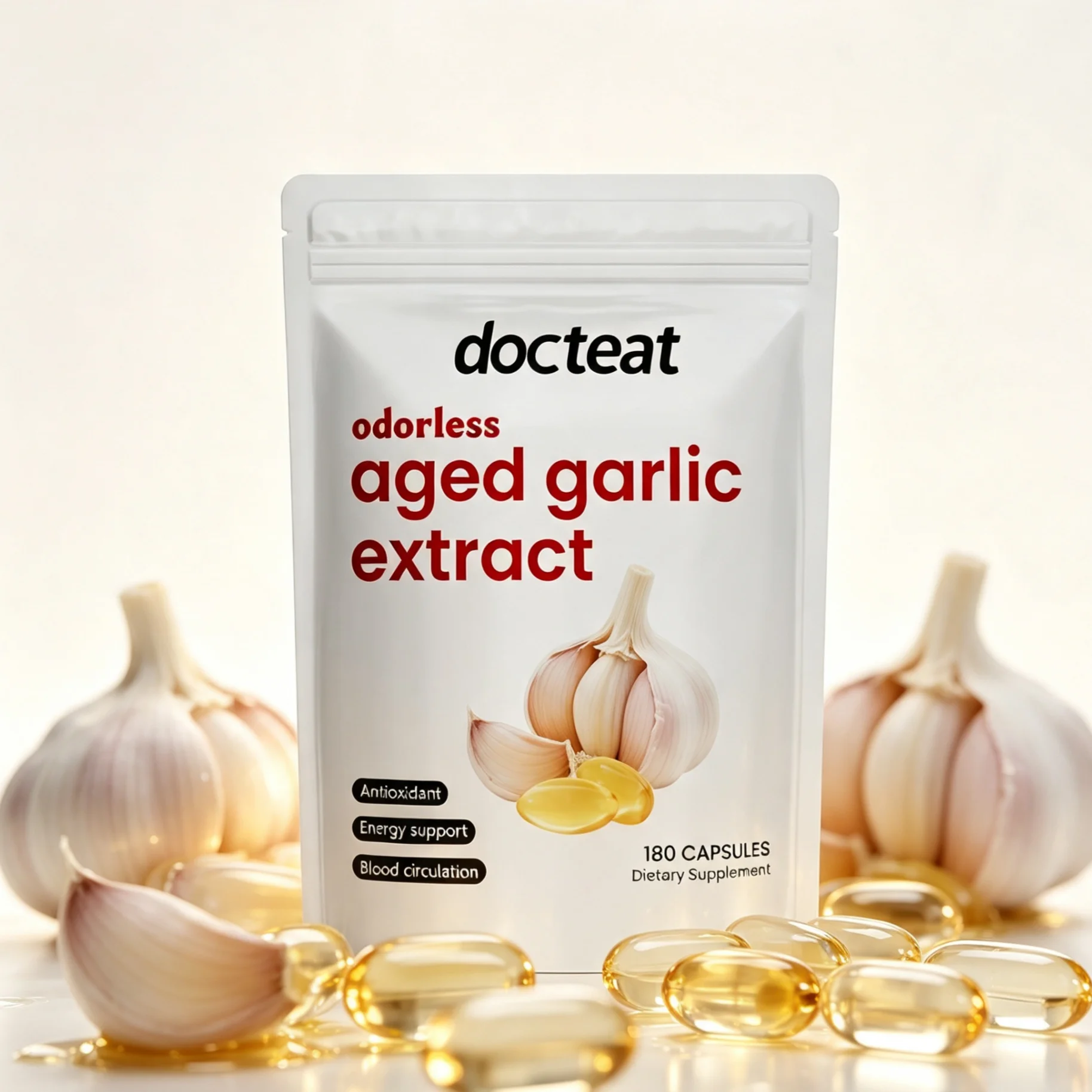 Odorless Aged Garlic Extract Capsules Immune Support Improve Blood Circulation Antibacterial Heart Health Supplement