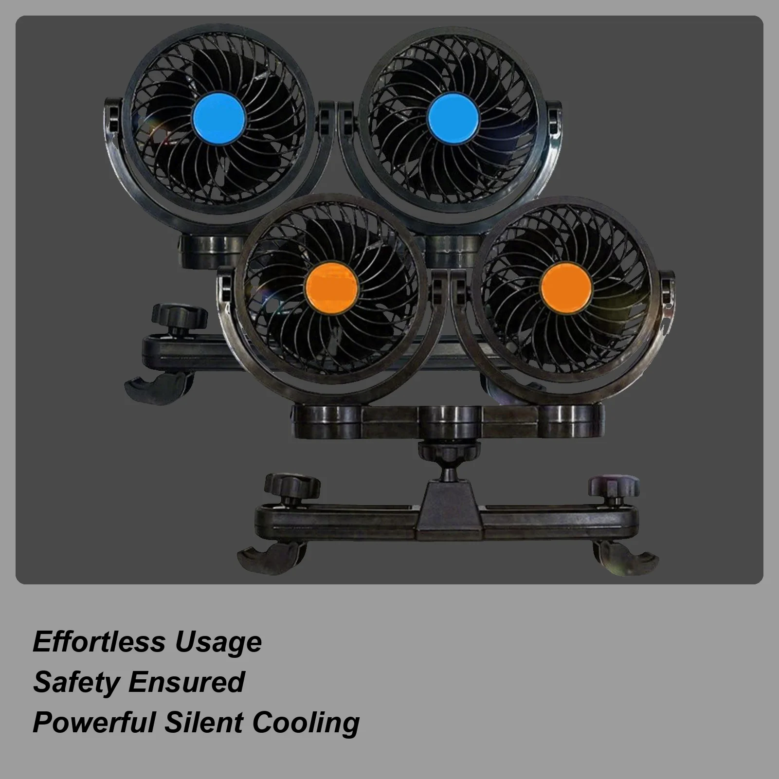 

Car Seat Back Cooling Fan 12V24V Double Head Ventilador 3 Speeds Adjustable Backseat Electric Fans Summer Car Accessories
