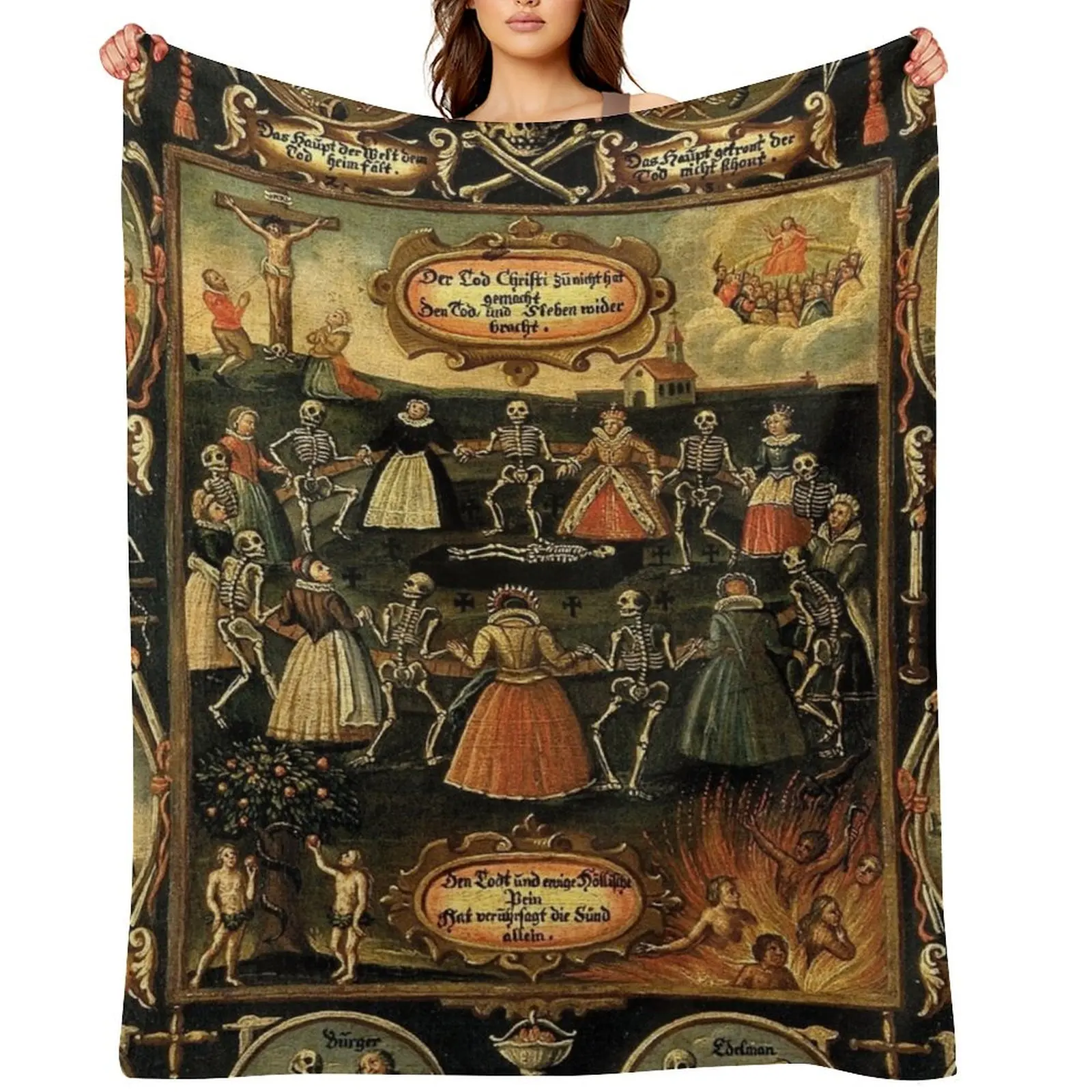 

Danse Macabre Throw Blanket Camping Cute Summer Blankets