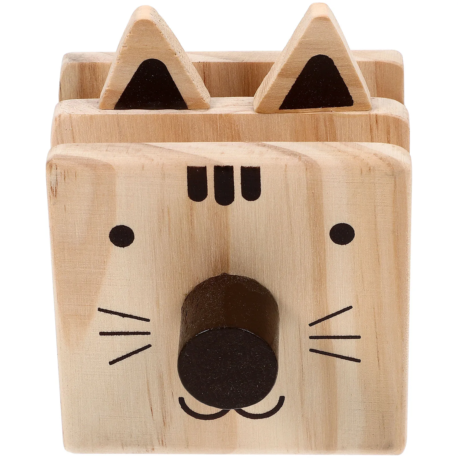 

Cartoon Wooden Holder Eyeglass Stand Desk Organizer Animal Stationery Pot Small Cat Shape 3in1 Stationery Glasses Phone Holder