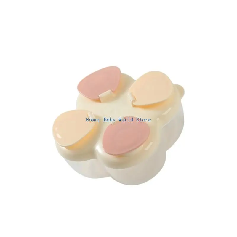 

B2QD Rotating Lid Baby Powder Dispenser 4 Individual Compartments Compact For Diaper Bag Fitness Travel Essential
