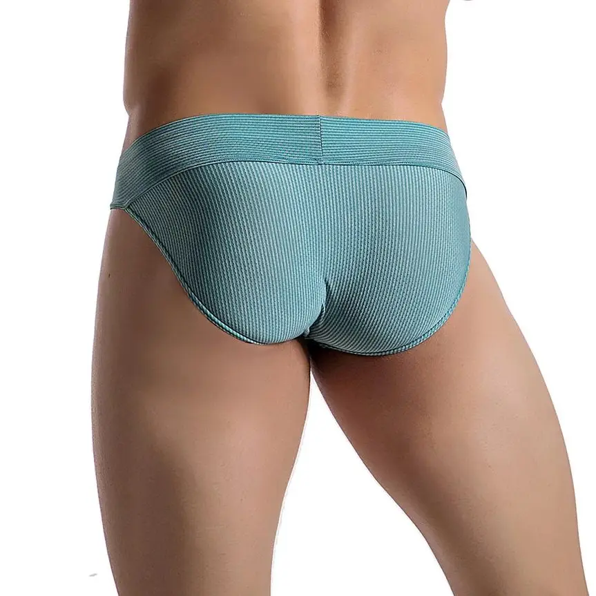 Celana Dalam Atletik Tinggi Garpu Pria Celana Dalam Ultratipis Bergaris Celana Dalam Kantung Tonjolan Elastis Sejuk Olahraga Kebugaran Cueca