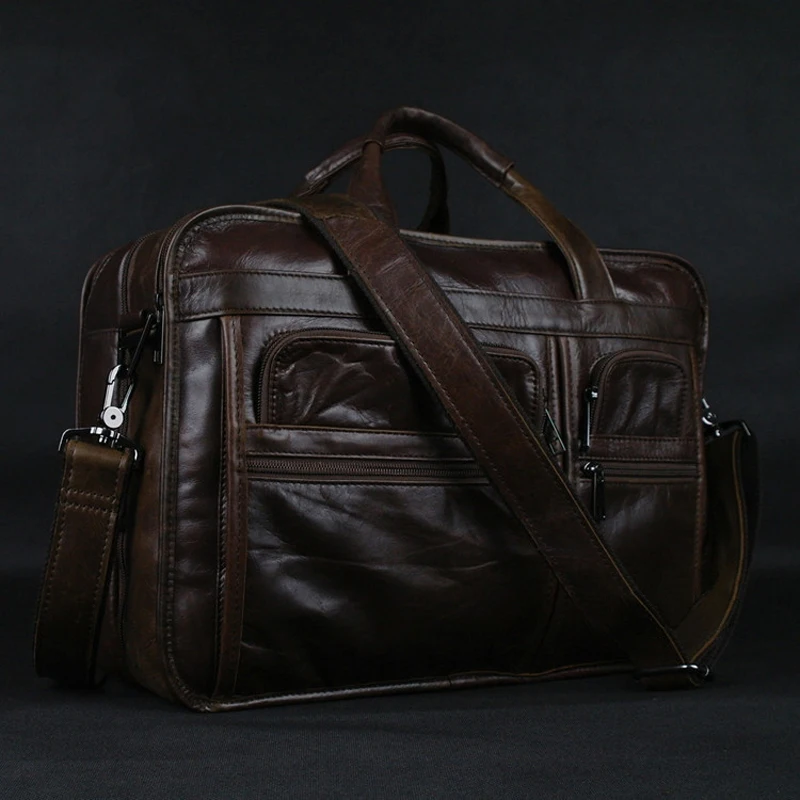 Luxury Genuine Leather Men's Briefcase Business Bag Leather Office 15