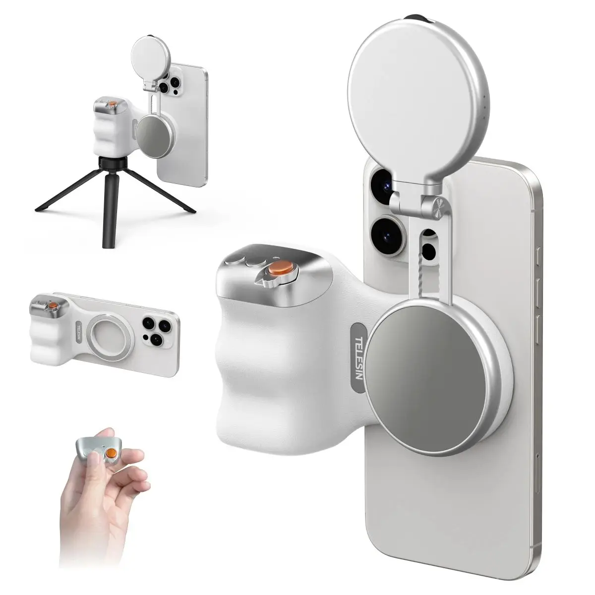 TELESIN Phone Camera Shoot Hand Grip Magnetic Smart Phone Holder Shooting Aid Remote Control Handle For Iphone Android Phone