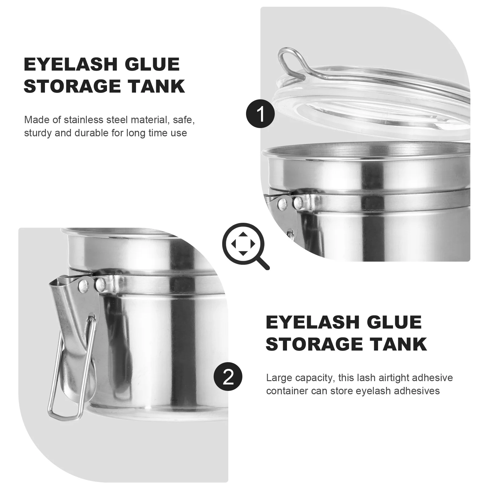 

Stainless Steel Eyelash Glue Storage Tank Leak-Proof Airtight Sealed Case for Salon Home Portable Durable Adhesive Container