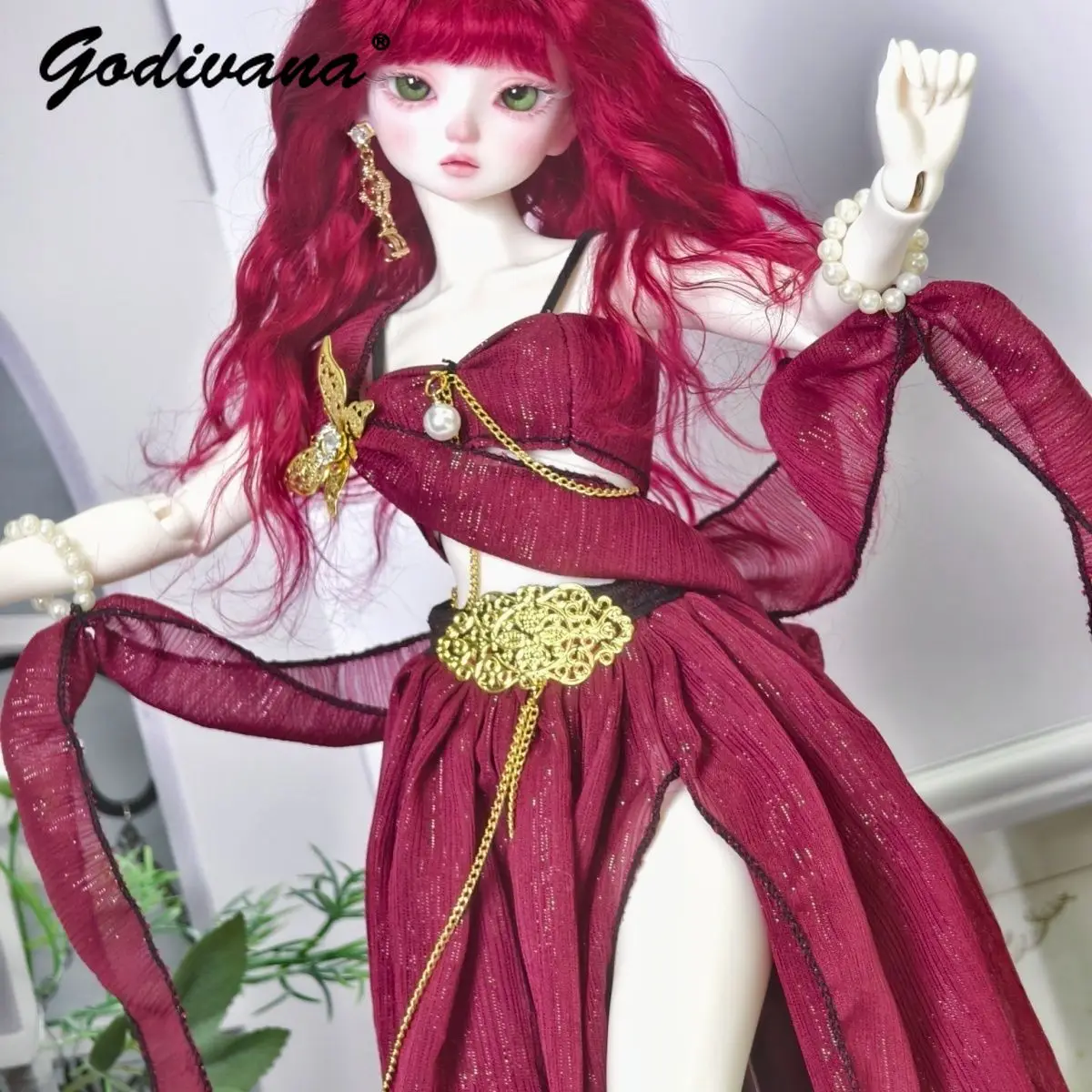 1/3 1/4 1/6 Female BJD Doll Clothes Coquette Sweet Sexy Exotic Style Princess Dress Corset Top with High Split Skirt and Ribbon - view 3
