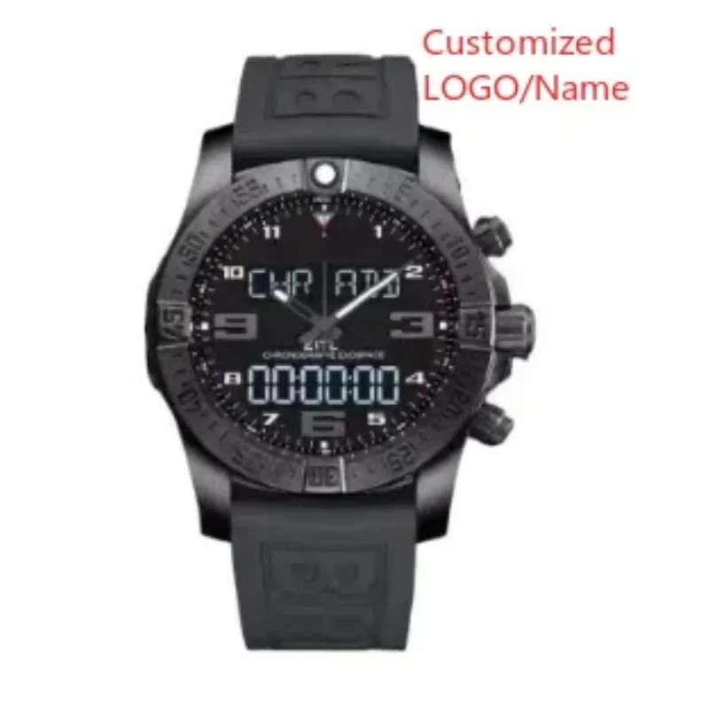 ساعات يد رياضية للرجال من Aerospace Evo باللون الأسود والأزرق والمطاط ساعة رقمية فاخرة ساعات عصرية مخصصة #3