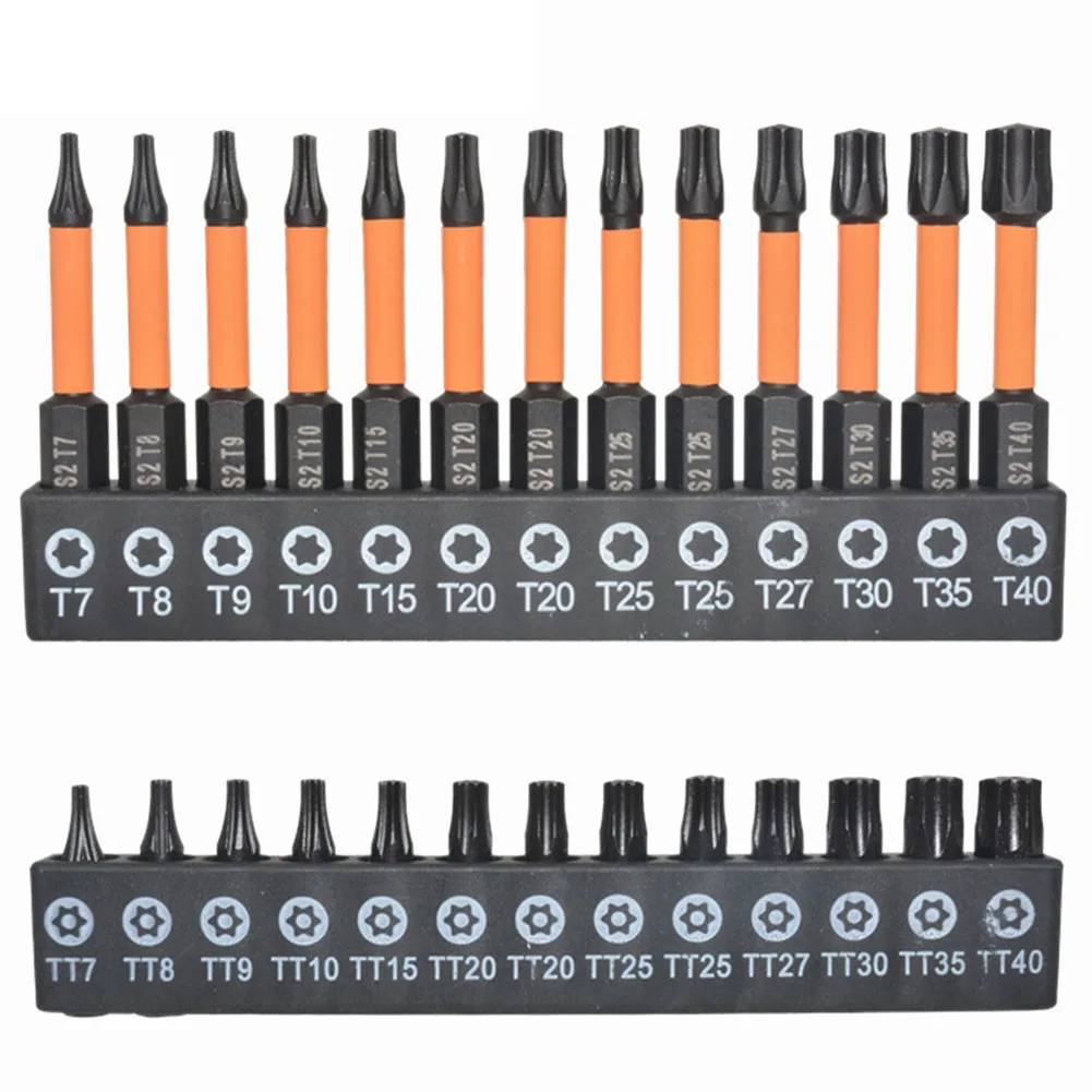 26pcs Screwdriver Bit Set T7-T40 50mm 25mm Star Plum Solid Hollow For Hand Tools Screwdrivers  Nutdrivers Accessory In Stock