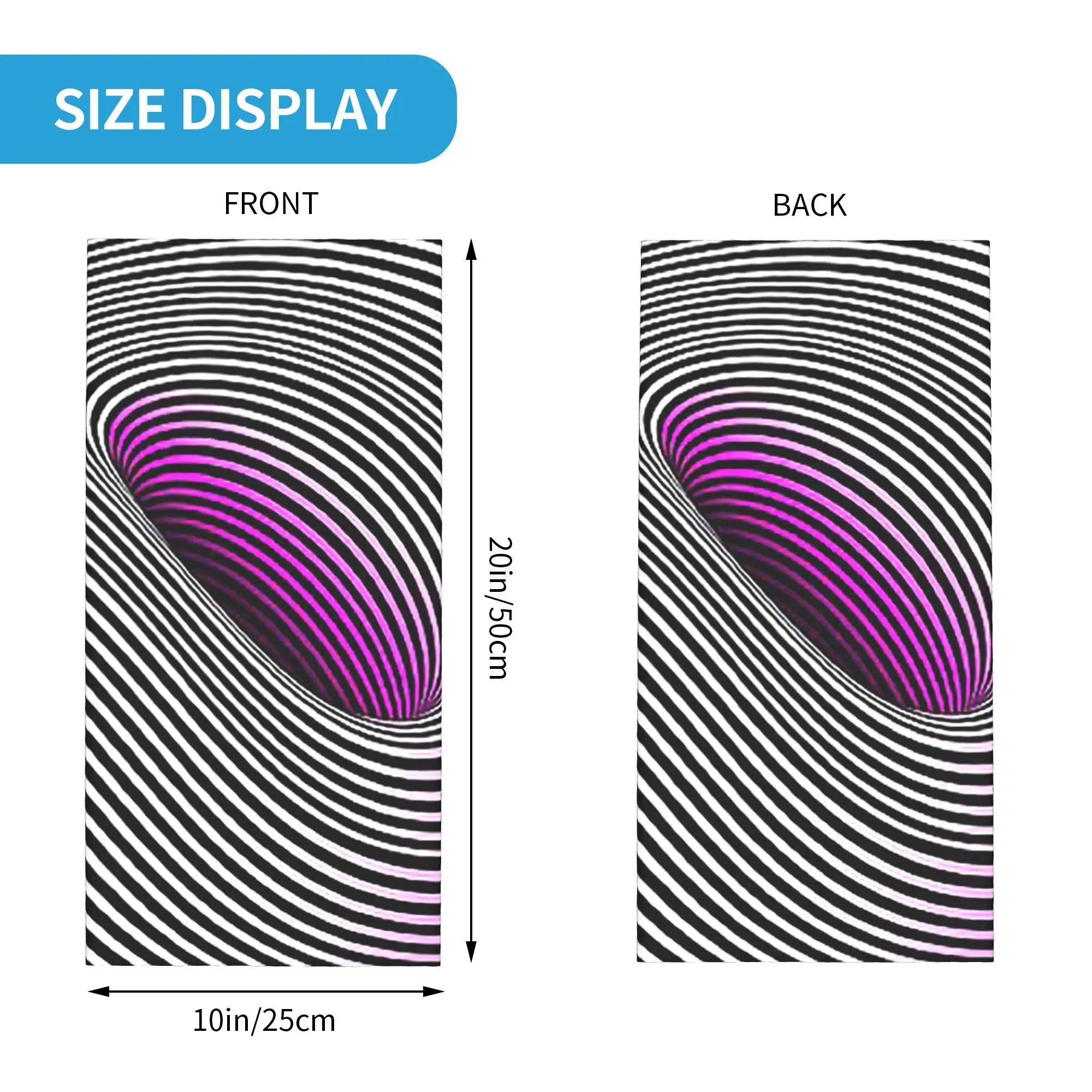 Grid Wormhole Geometric 3D Vortex Illusion Bandana Neck Cover Printed Magic Scarf Warm Balaclava Riding Unisex Adult Windproof