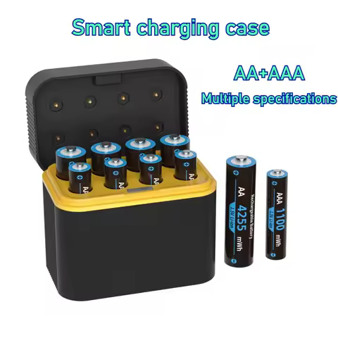 AA/AAA 8 Slots with Smart Charger with 1.5V 4255mWh/3400mWh Lithium Batteries &ndash; Fast Charging Battery Charger Set