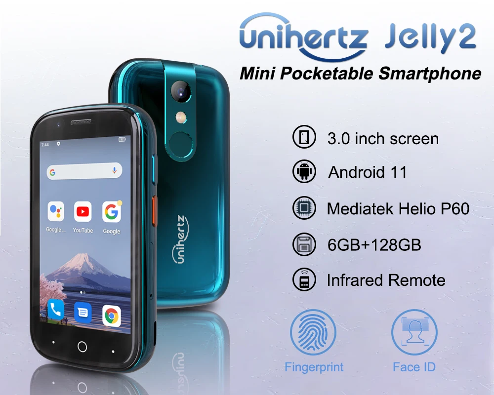 Unihertz-Smartphone Jelly 2 Mini, 6GB, 128GB, Android 11, Helio