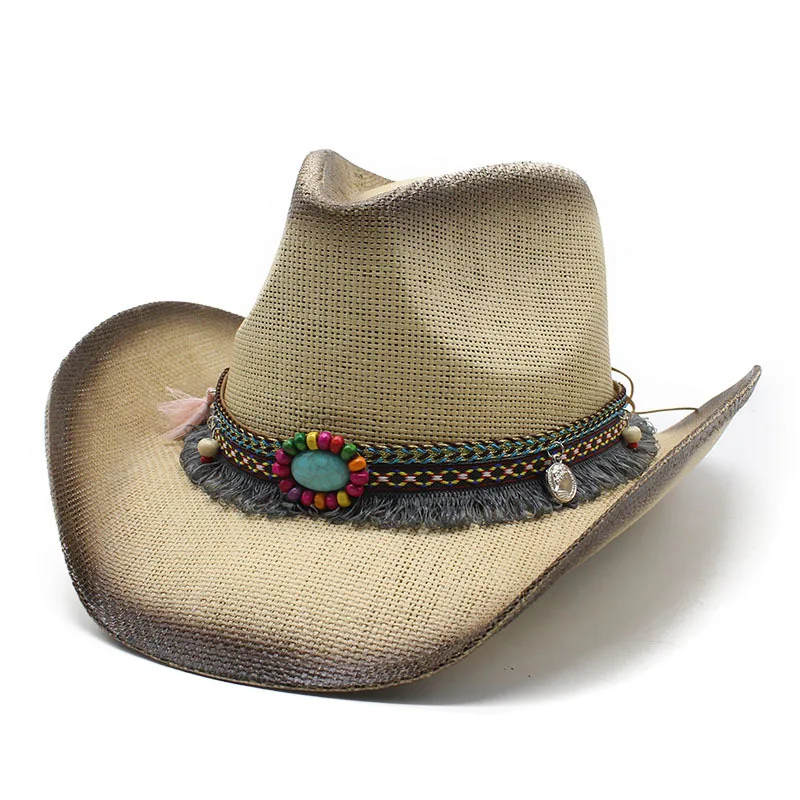 New 2024 Western Cowboy Hat Male Cow Head Belt Spray-painted Straw Hat For Women European And American Amazon Cowboy Hat