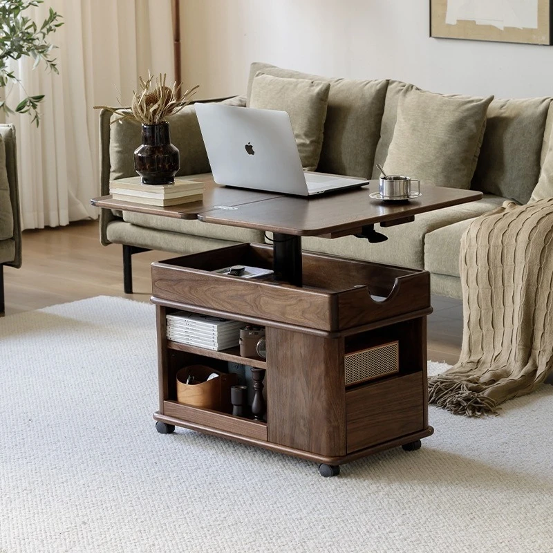 

Black walnut, mobile, coffee table, liftable, folding, solid wood, living room, household