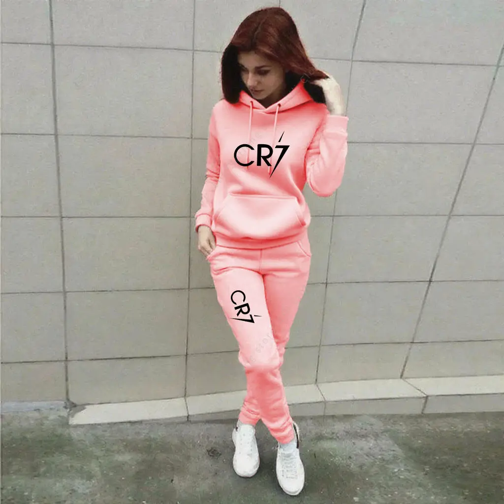 

CR7 Hoodies Pants Sets Womens Winter Outfits Two Piece Suit High quality Sports Jogging Fashion Tracksuit Women Winter Clothes