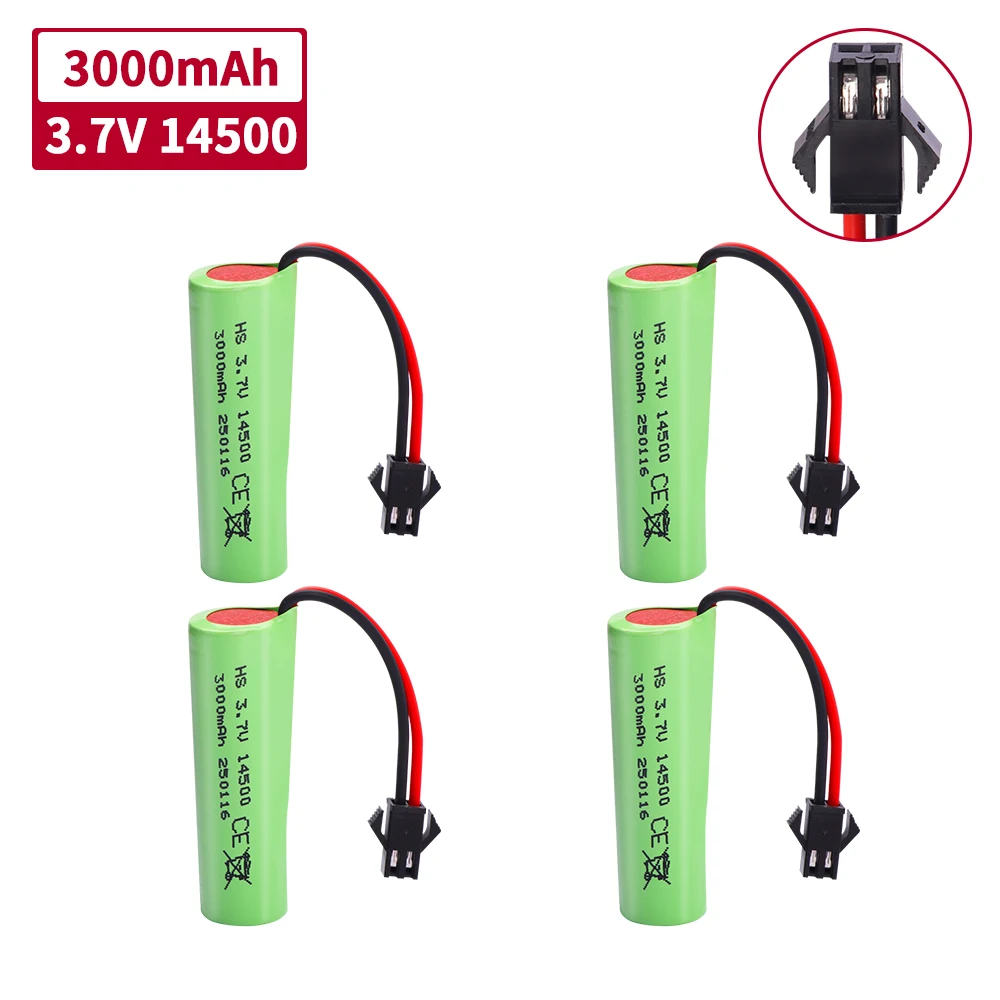 Upgrade 14500 3.7 V 3000 mah Li-ion Batterij Voor C2 D828 RC Stunt Dump Auto Speelgoed Accessoire 3.7 V 14500 Li-ion batterij met SM-2P Plug