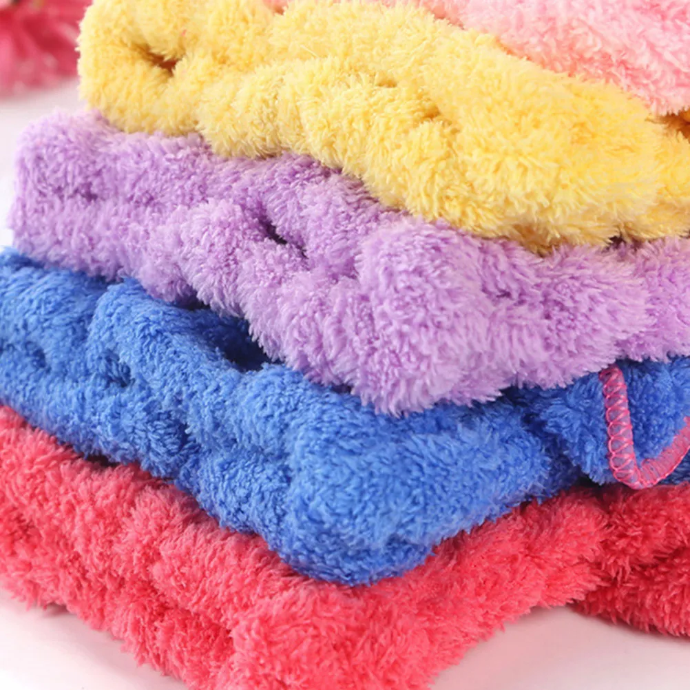 1Set Coral Hair Drying Cap Thick Double-Sided Bow Shower Hat Bathroom Use Fast Water Absorption Hair Wrap Fast Drying Hat