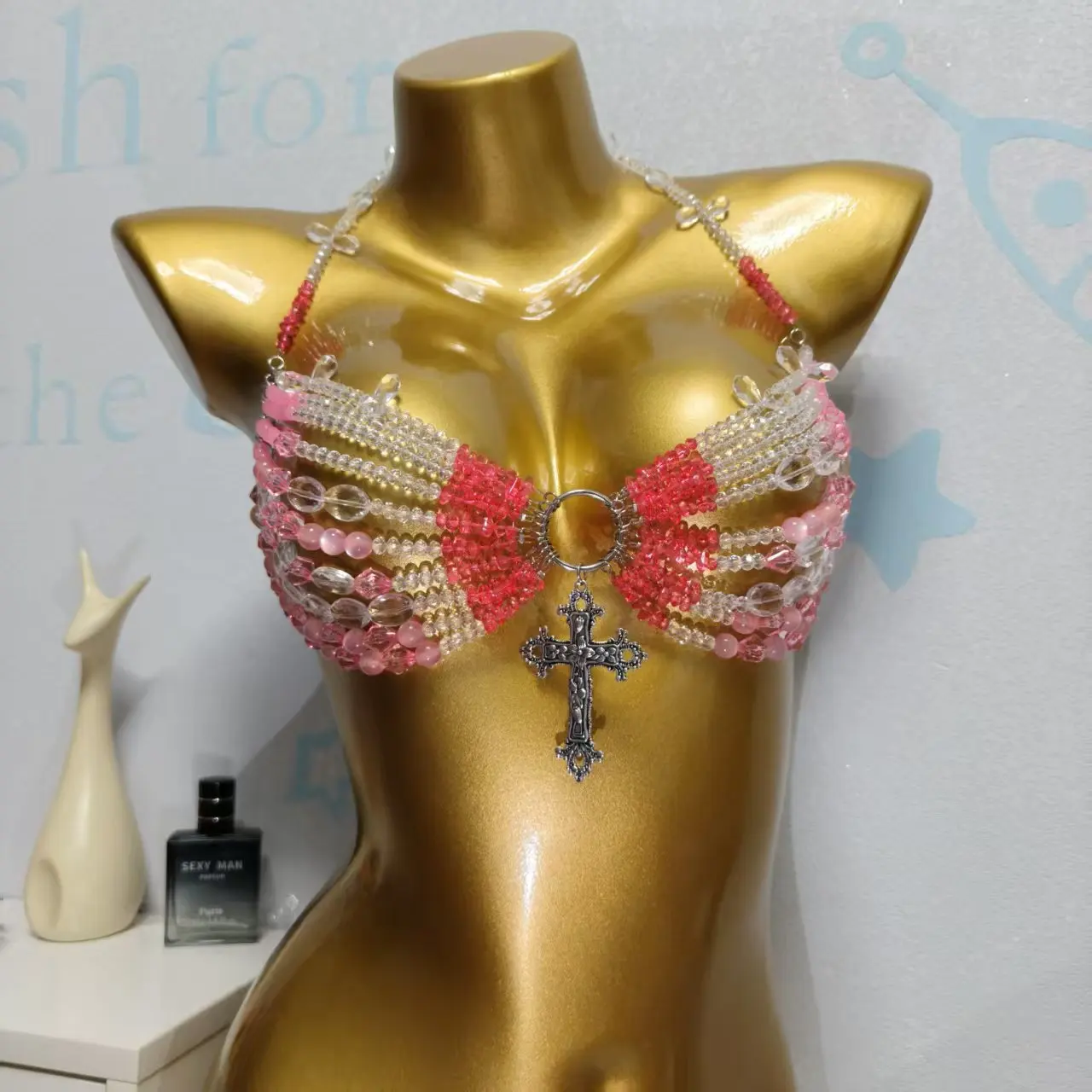 

European And American Style Bead Chest Chain Women'S Crystal Heavy Body Chain Sexy Suspender Accessories Fashion Underwear