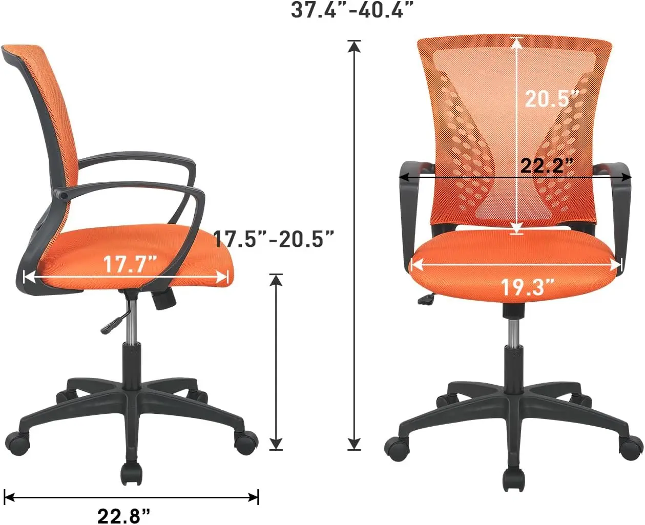 Office Chair Mid Back PC Swivel Lumbar Support Adjustable Desk Task Computer Ergonomic Comfortable Mesh Chair with Armrest