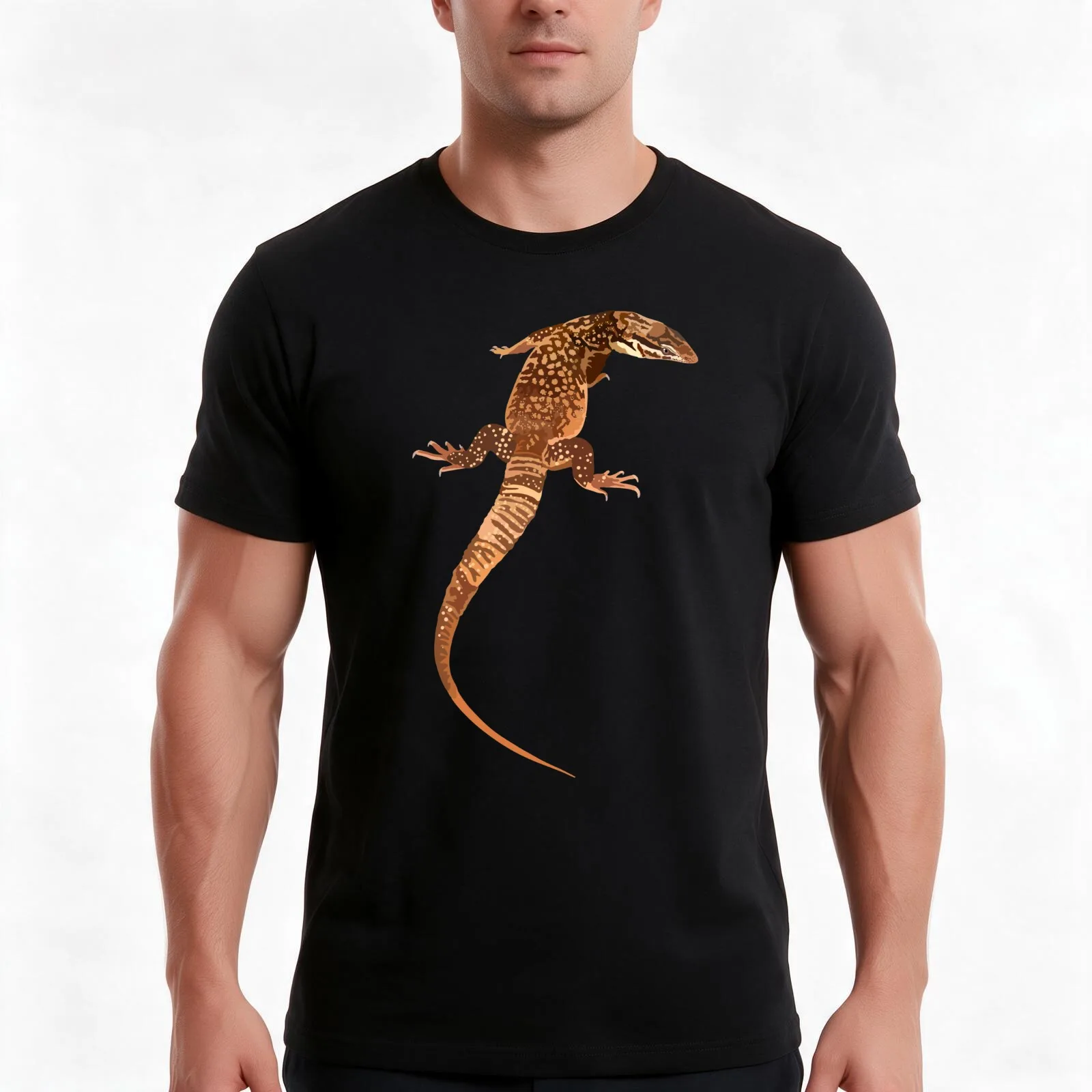 A is for Ackies Monitor Lizard T-Shirt, Summer Casual Cotton Tee, Oversized Streetwear Tops, Vintage Graphic Print, 100% Cotton