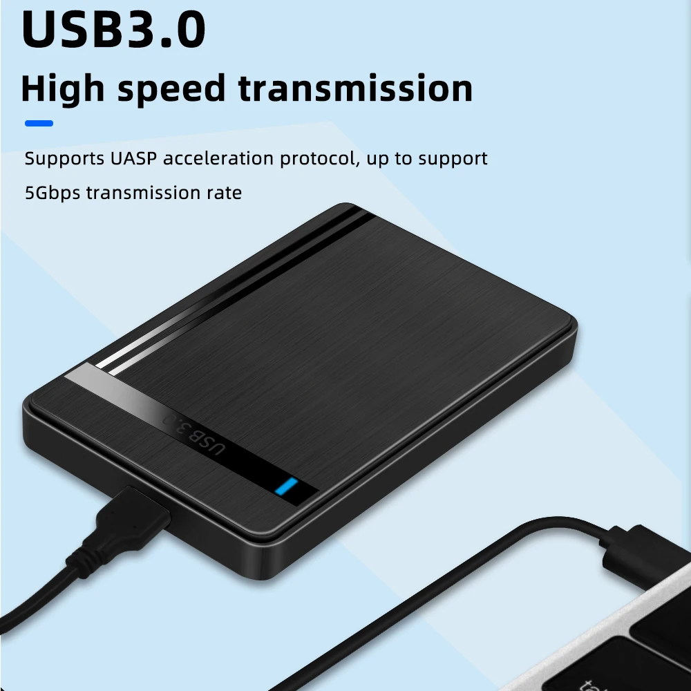 TISHRIC HDD Case SATA to USB3.0  HDD Enclosure 2.5 inch Hard Drive Case Support  6Gbps Mobile External HDD Case for PC Laptop