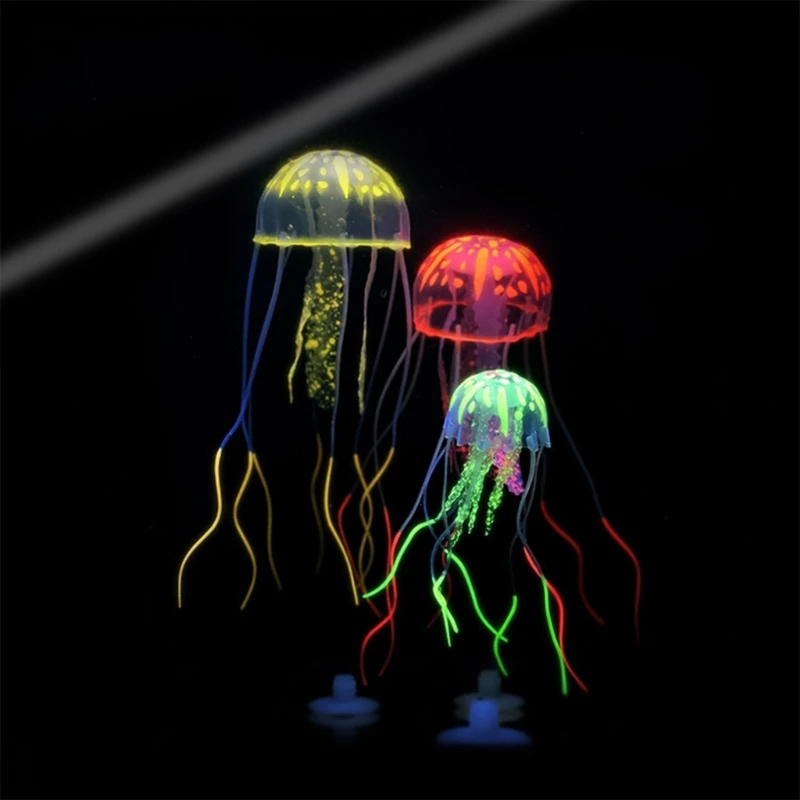 Aquarium Decorations Cute Luminous Jellyfish Aquarium Fish Glowing in Dark Fluorescence Jellyfish Toy for FishTank