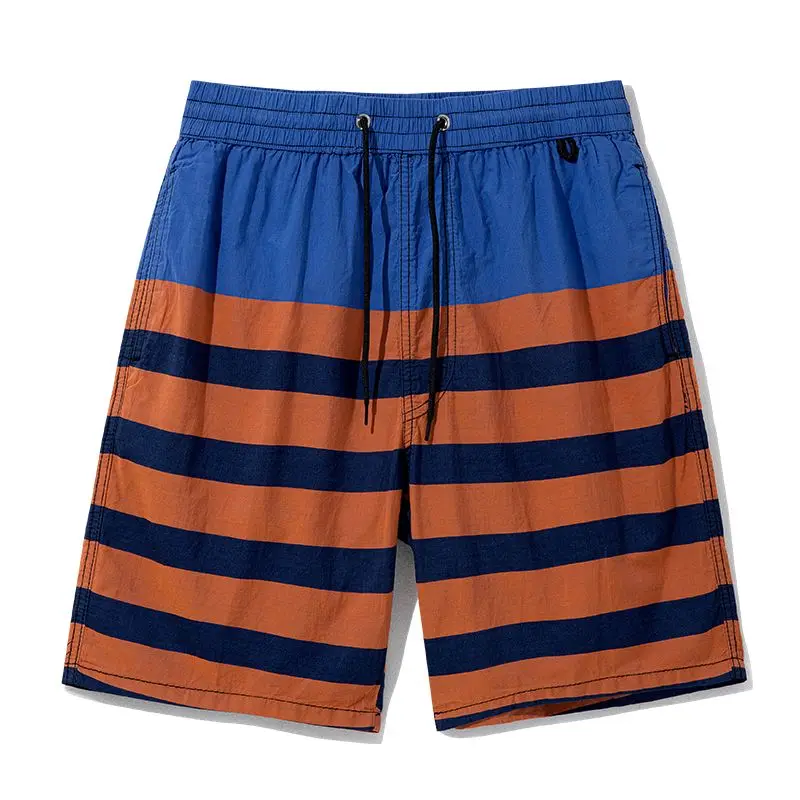 Popular Men's Lightweight Summer Shorts Striped 100% Cotton Comfortable Loose Fit Casual Moisture-Wicking Drawstring Elastic