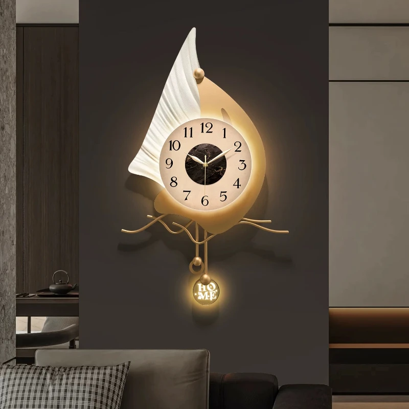 Background Creative Living Room LED Wall Clocks Mural Mute Clock Grille Decorative Light Watch Dining Room Wall Light Home Decor