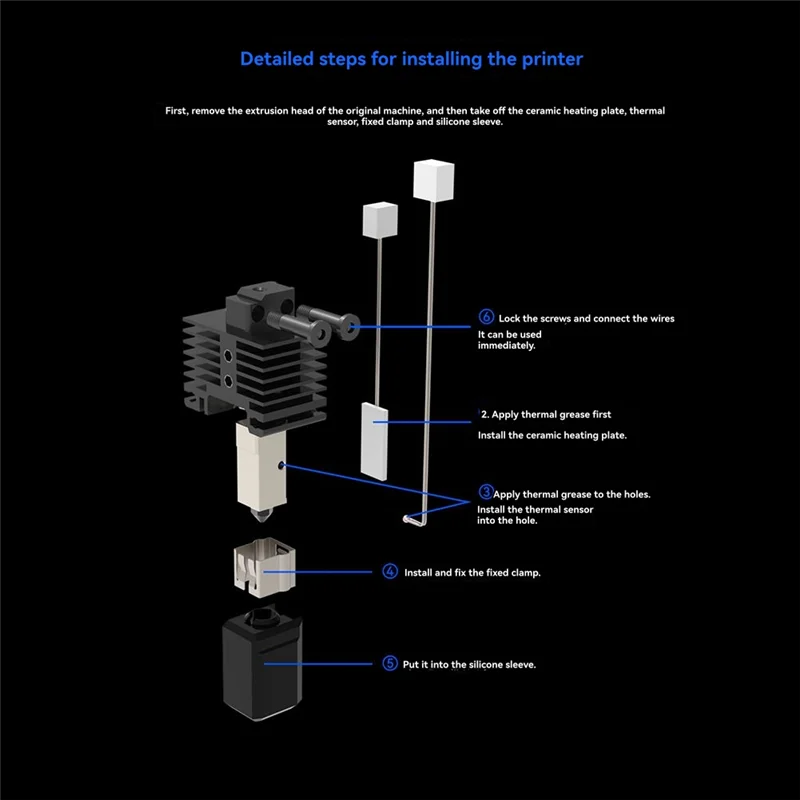 

Classic-For Bambu Lab P1 3D Printer Hotend Kit With Cooling Fan, Hardened Steel Nozzles Enhanced Printing Precision 0.8MM