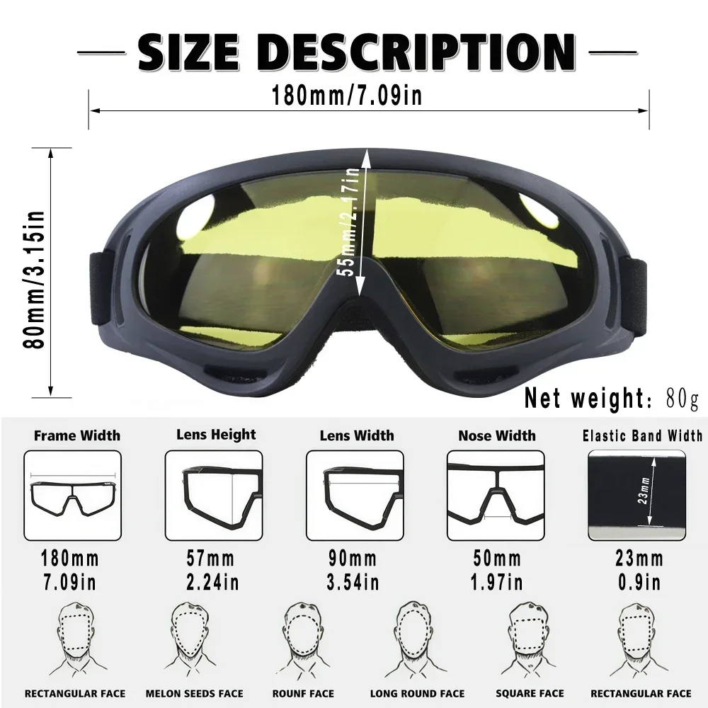 2 Pack Motocross Safety Goggles Windproof Dustproof UV400 Protection Motorcycle Sunglasses Kids Anti-Scratch Sports Eyewear