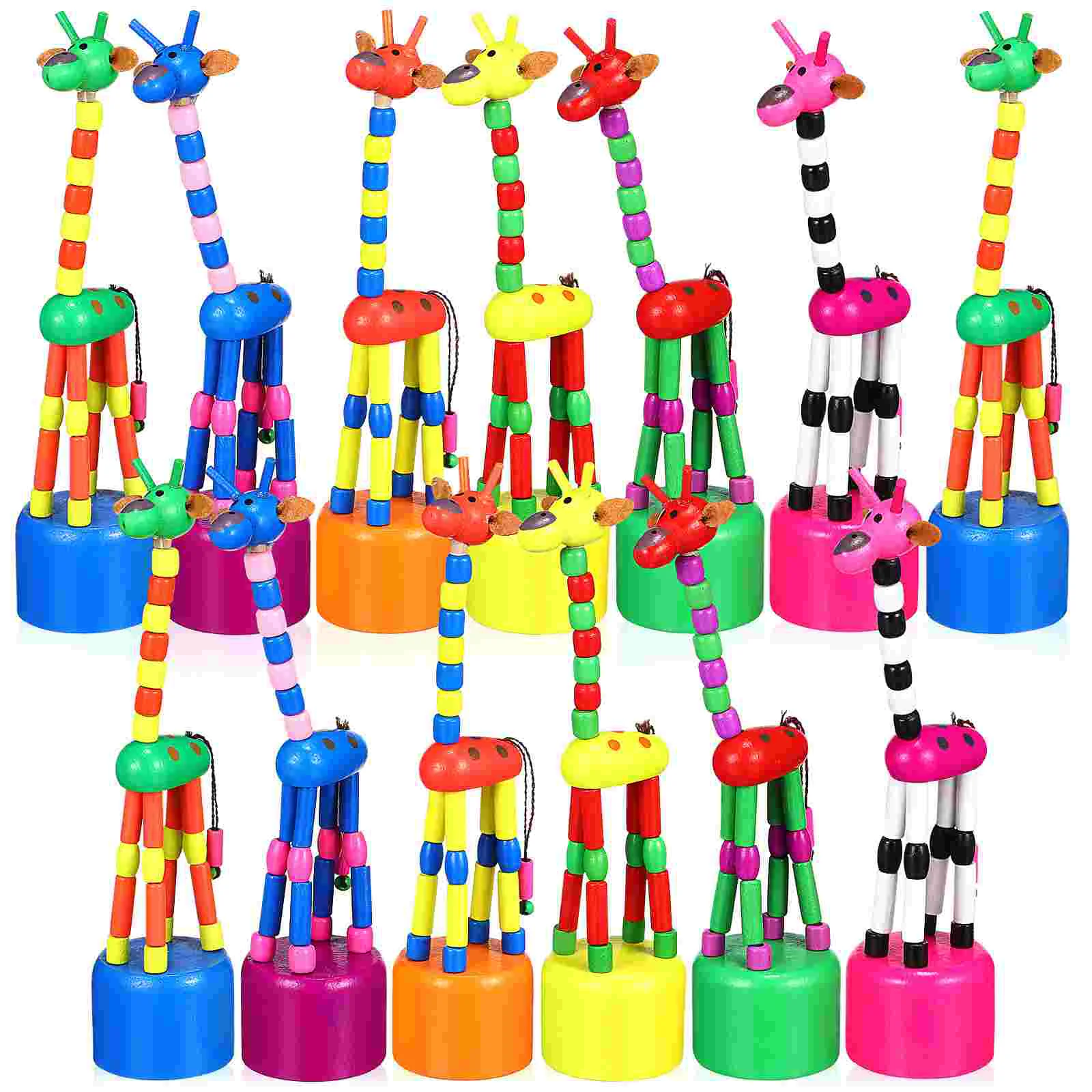 

15 Pcs Wooden Giraffe Figurines Bendable Giraffe Models Finger Puppets Ornaments for Boys Girls giraffe figurine toy