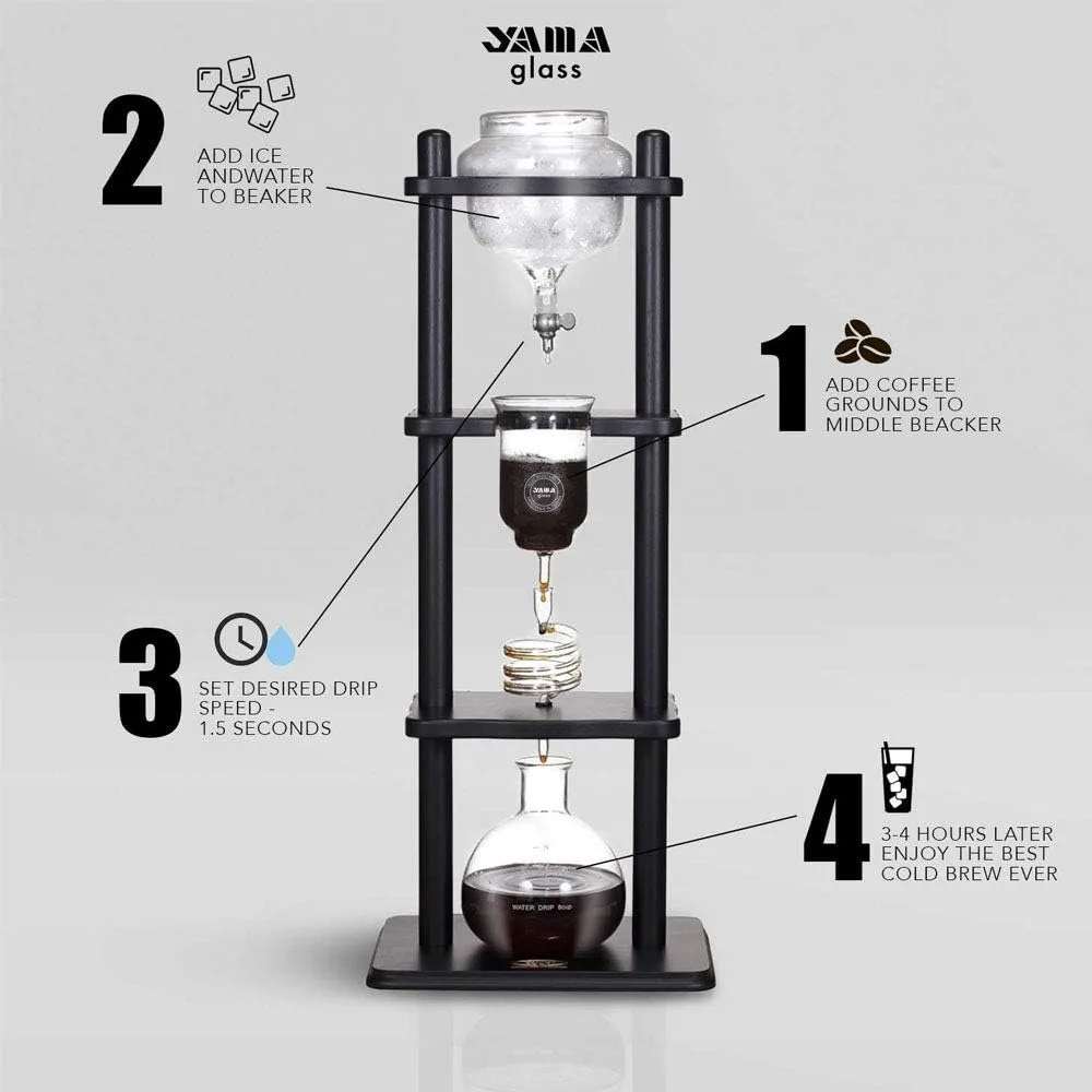 Brew Maker IJskoffiezetapparaat met Slow Drip-technologie maakt 6-8 kopjes (32oz), grote capaciteit Cold Brew Coffee Tower