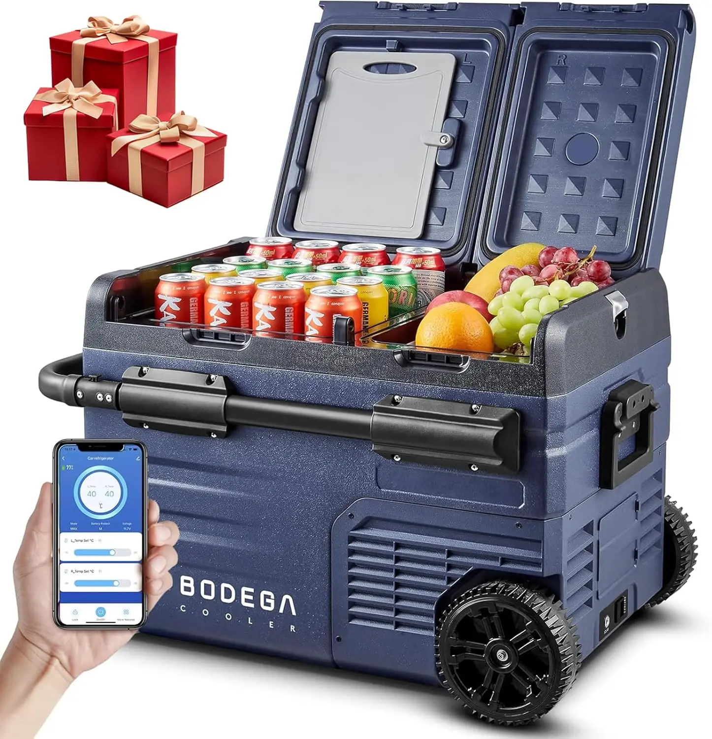 12 Volt Car Refrigerator, 37 Quart (35L) Car Fridge, Portable Fridge Dual Zone, APP Control,-4 to 68℉ RV Refrigerator