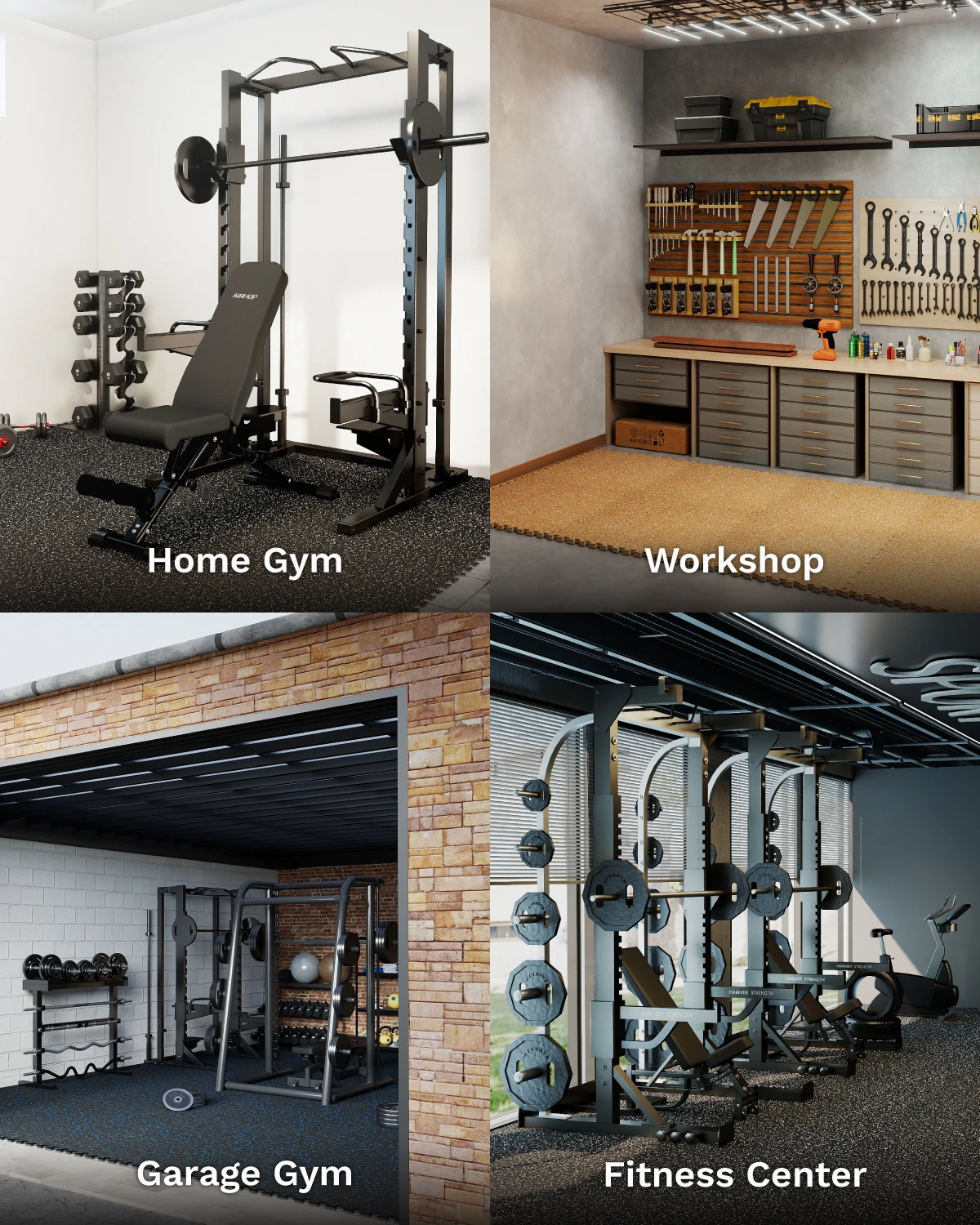 AIRHOP 1/2" Thick 120 Sq Ft Gym Flooring for Home Gym, 30 Tiles Rubber Top Gym Mats with High Density EVA Foam, Black & White view 6