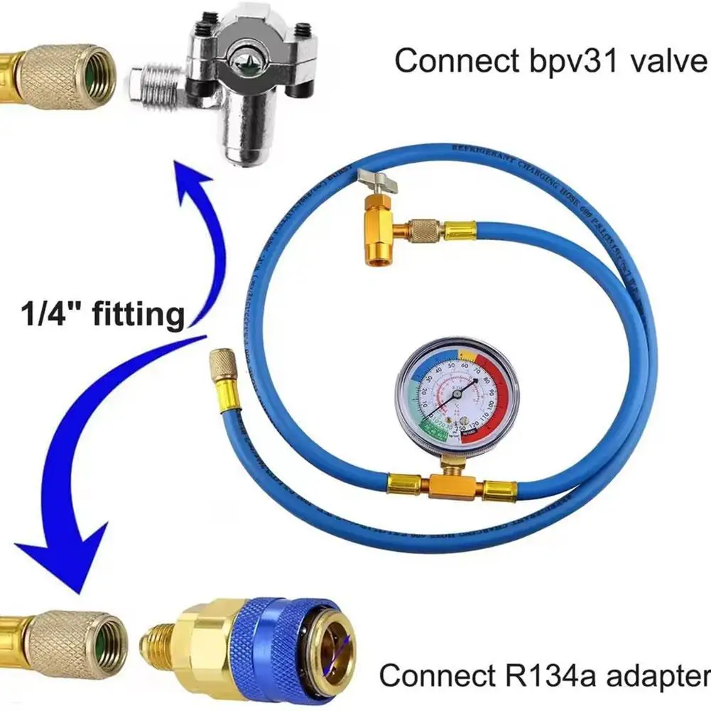 Manguera de aire acondicionado para coche, medidor de Gas R134A, manguera de carga de refrigerante, manguera de medidor de refrigerante, herramienta de medición de presión de Gas para aire de coche