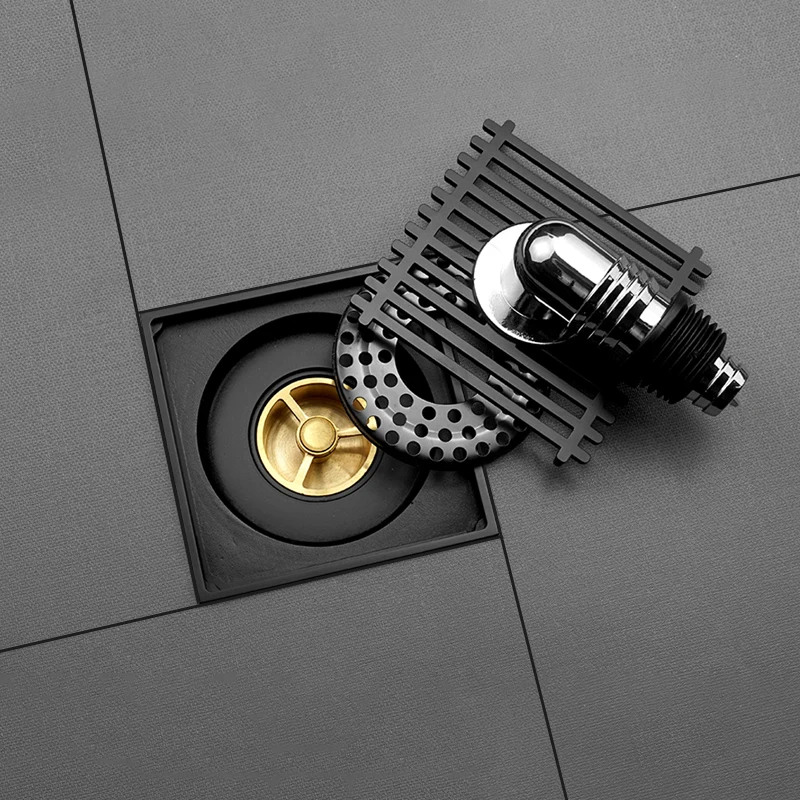 Imagem -03 - Floor Drain Cover Shower Waste Drainer Máquina de Lavar Joint Bathroom Kitchen Colander Floor Drains Black Antique Brass 10cm