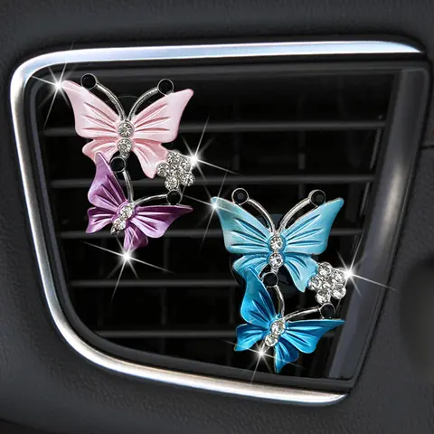 Car Air Conditioning Outlet Perfume Decoration Clip Dual-color Double Butterfly Air Purification Decoration Clip Car Interior