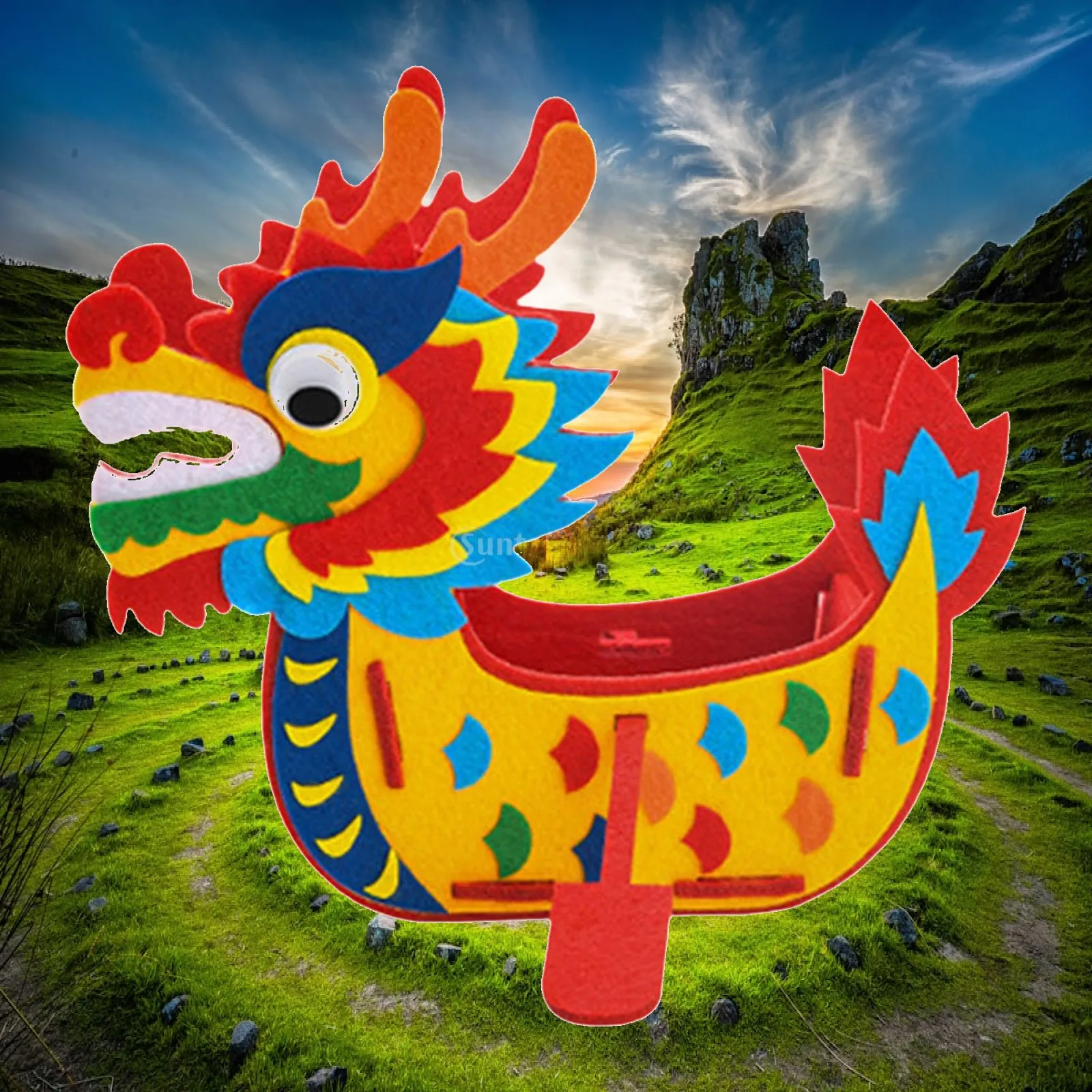 Creative DIY Felt Craft Kit Dragon Boat Educational Learning for Activity
