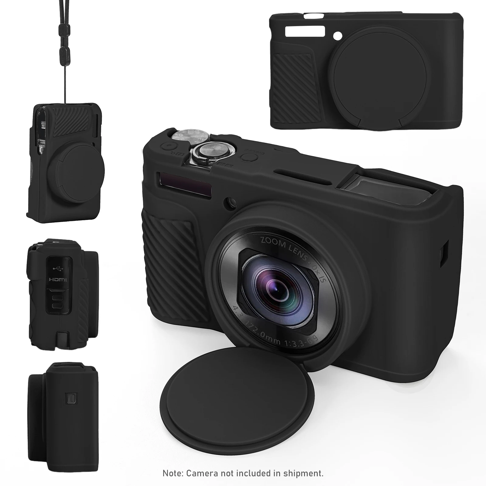 for Canon PowerShot SX740 HS/SX730 HS Camera Soft Silicone Case With Lens Protector Cap Anti-Scratch Rubber Camera Bag Cover