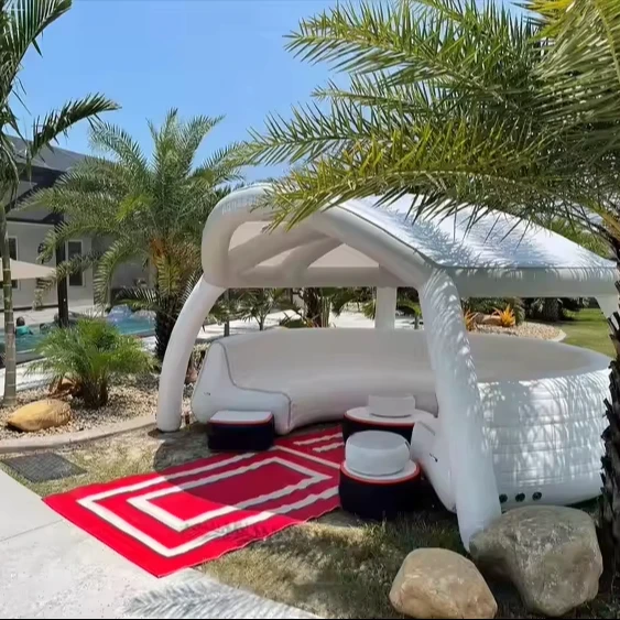 Customized Luxury 6-8 Peoples Inflatable Lounge Chair Inflatable Rest Island with Shade Tent