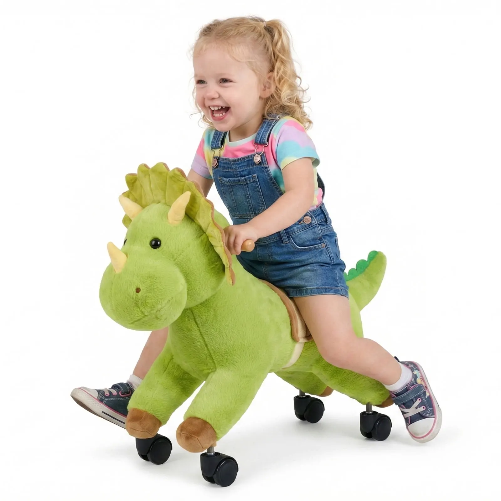 

SucceBuy 88 lbs Kids Ride On Horse Riding Dinosaur Toys 360-Degree Flexible Smooth Wheels with Soft Seat for Children Toddlers