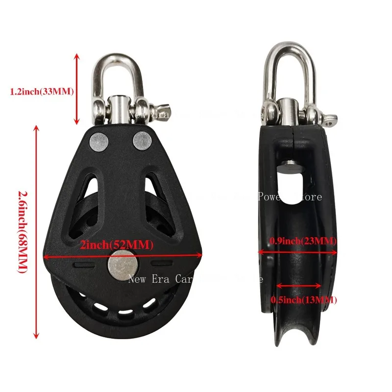 Suitable for Black Rotating Pulley Plastic Single Pulley Pilates Ship Yacht Kayak Boat Accessories