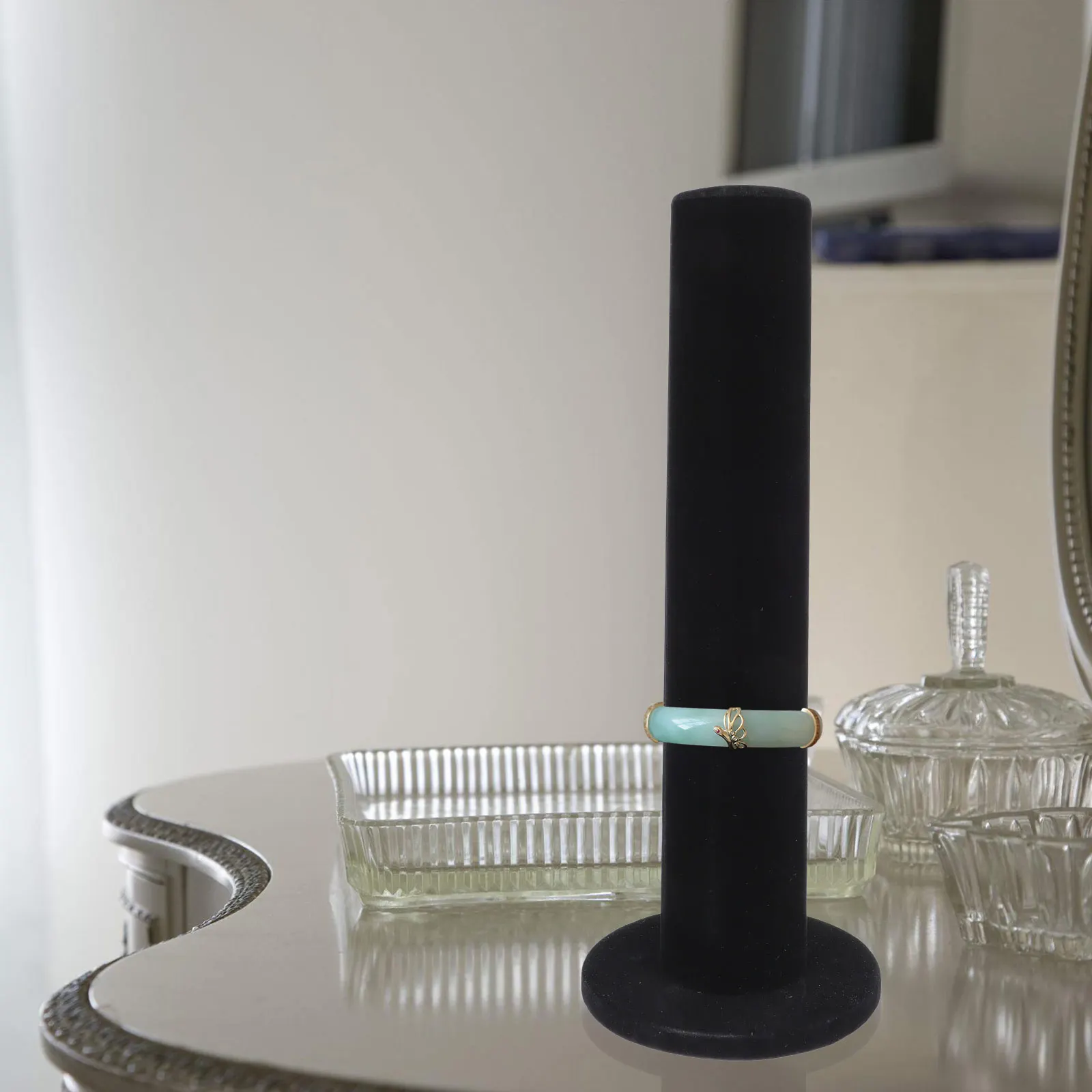 

Прочная витрина, черная стойка для ювелирных изделий, элегантная текстура, легкий домашний настольный органайзер для хранения