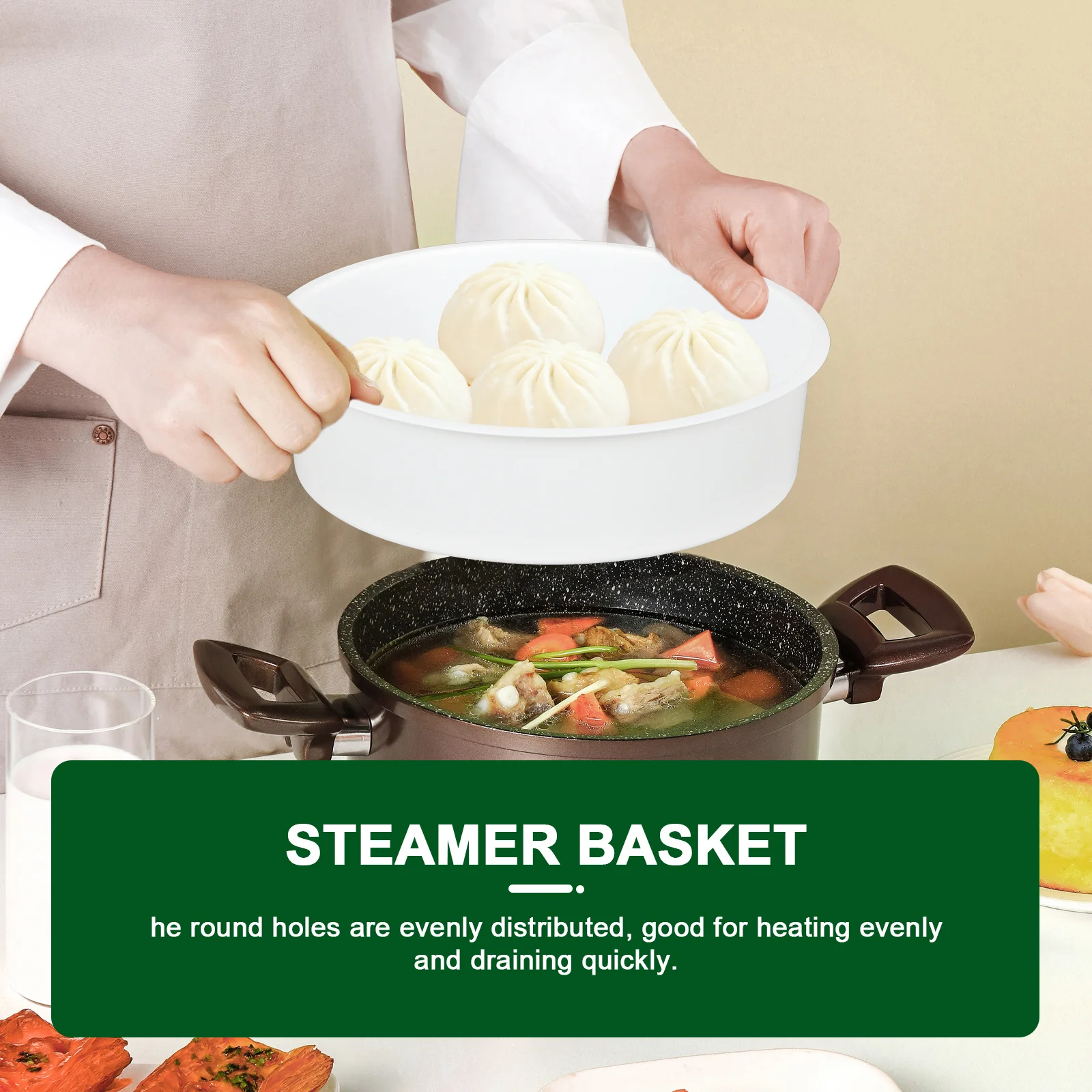 

2Pcs Steamer Basket Plastic Steaming Tool Kitchen Supplies Rice Cooker Food Steaming Strainer Heating Rack Household Food Cooker