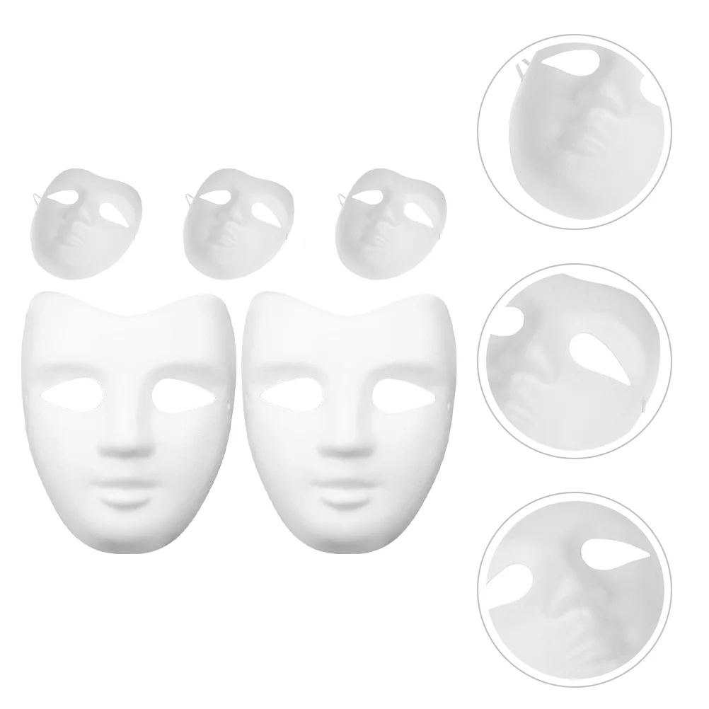 5 Pcs Create Your Own Mask Full Face Costume DIY Wedding Masquerade Supplies Paper Unpainted Cosplay Accessories