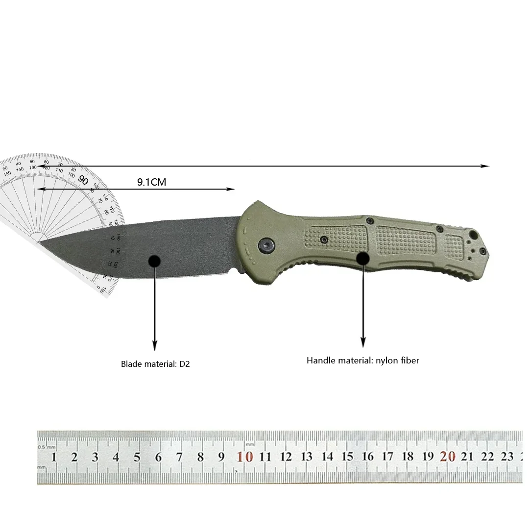 Tactical BM 9070 9071BK-1 Claymore Pocket EDC Folding Knife CPM-D2 Blade Nylon Glass Fibre Handle Outdoor Hunting Camping Tool