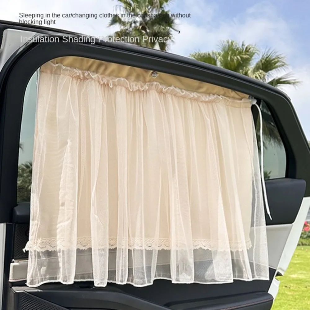 

Lace Car Curtain Cotton Universal Cover Side Window Sunshade Curtain Suction Cup UV Protection for Travel Outdoor Car Curtain