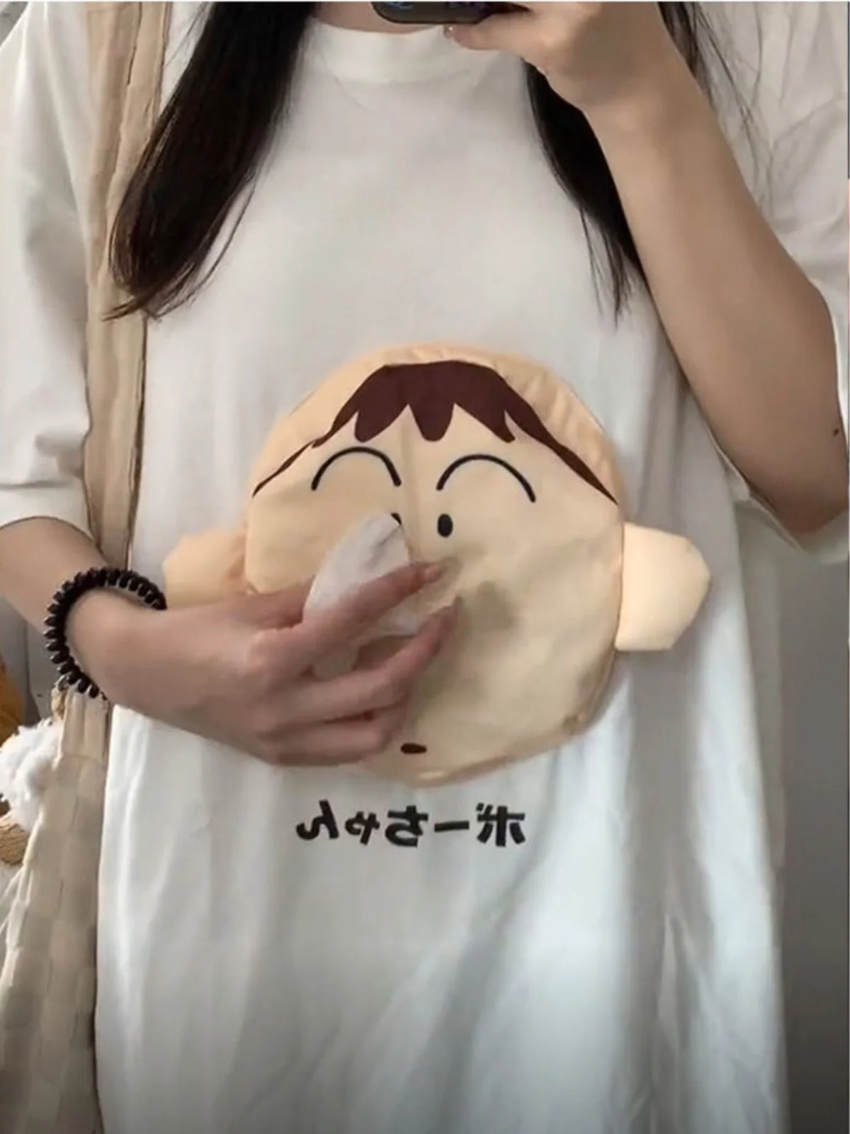 

Funny Creative Foldable Tissue T-irt Korean Sle Loose Fit Summer Sweatirt with ket Cute l Mucus Design for Men A...