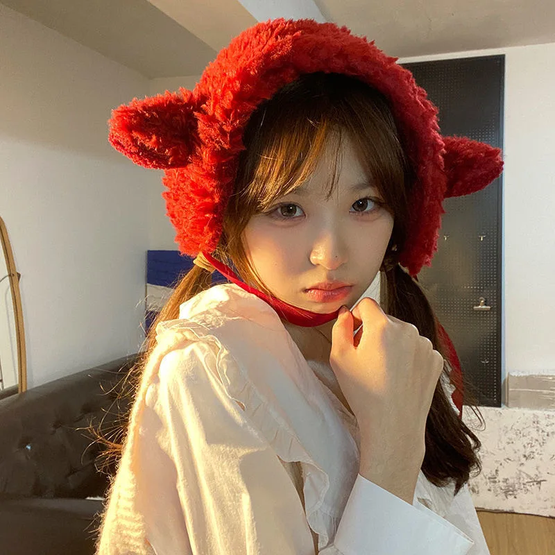 

Anjj Cute Lamb Earmuffs Hat Fashion Funny Winter Outdoor Head Warming Windproof Ear Muffs Christmas Gifts for Friends